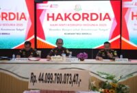 Wakil Kepala Kejati Bengkulu, Dr. Muslikhuddin, S.H., M.H didampingi Asintel Kejati Dr. David Palapa Duarsa, S.H., M.H, saat menyampaikan total kerugian negara yang berhasil diungkap menembus angka pantastis denga sebesar Rp 3,39 triliun