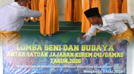 Korem 041/Gamas menggelar Perlombaan Seni dan Budaya Antar Satuan Tahun 2026 sebagai upaya melestarikan budaya bangsa dan mempererat kebersamaan prajurit.