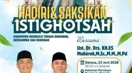 Ustadz nasional KH ES Mubarok asal Jawa Barat akan mengisi Istighotsah Akbar HUT ke-18 Bengkulu Tengah. Masyarakat diajak hadir mengikuti doa bersama dan tausiyah.